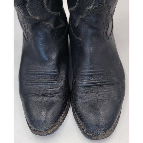 Vintage Nocona Boots Black Leather Western Cowboy Boots Mens 8D - Picture 5 of 16